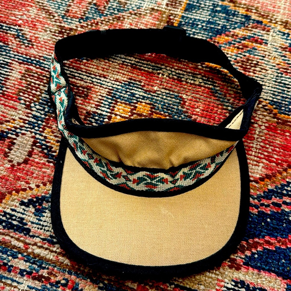 Kavu Visor Adjustable Cotton strap hat Made in USA Size M VTG Tan Strapvisor